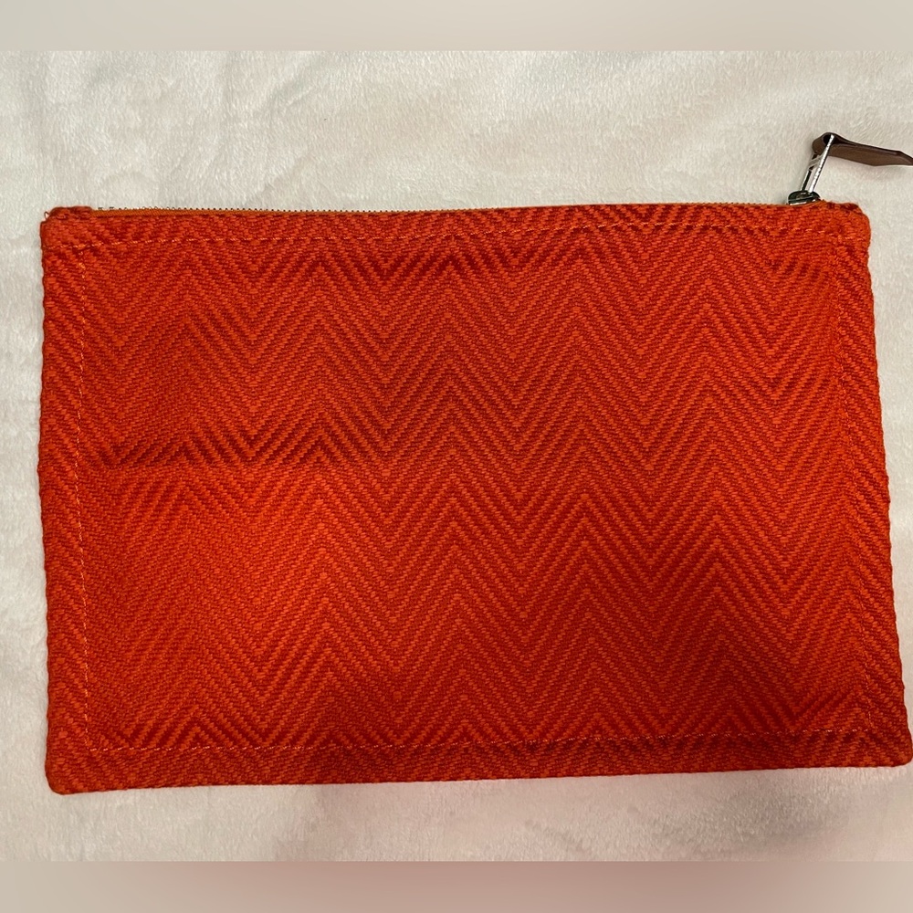 Hermes Orange Bain Flat Canvas Pouch 🧡 - Picture 3 of 13